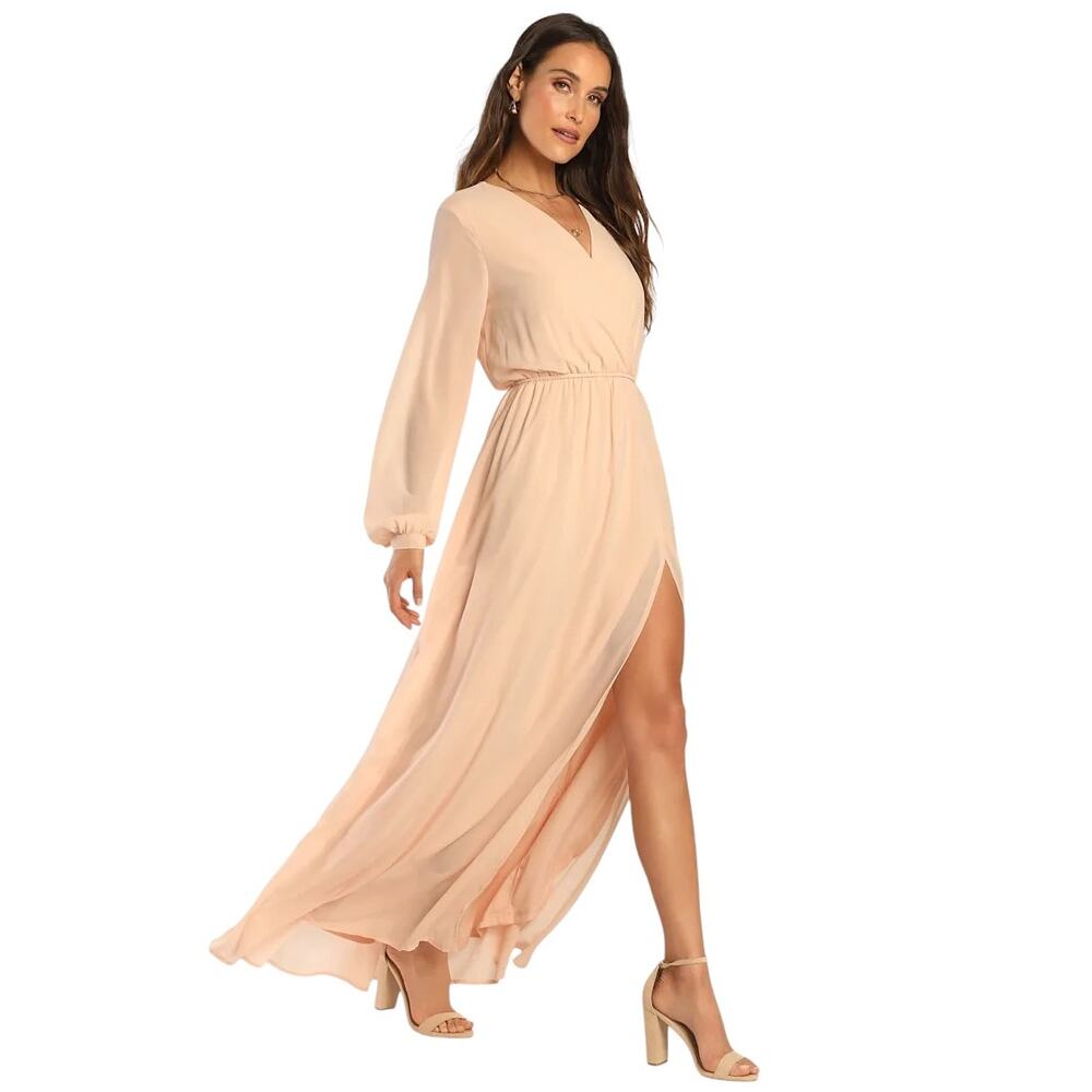 Lulus Wondrous Water Lilies Blush Pink Maxi Dress size Large NWT